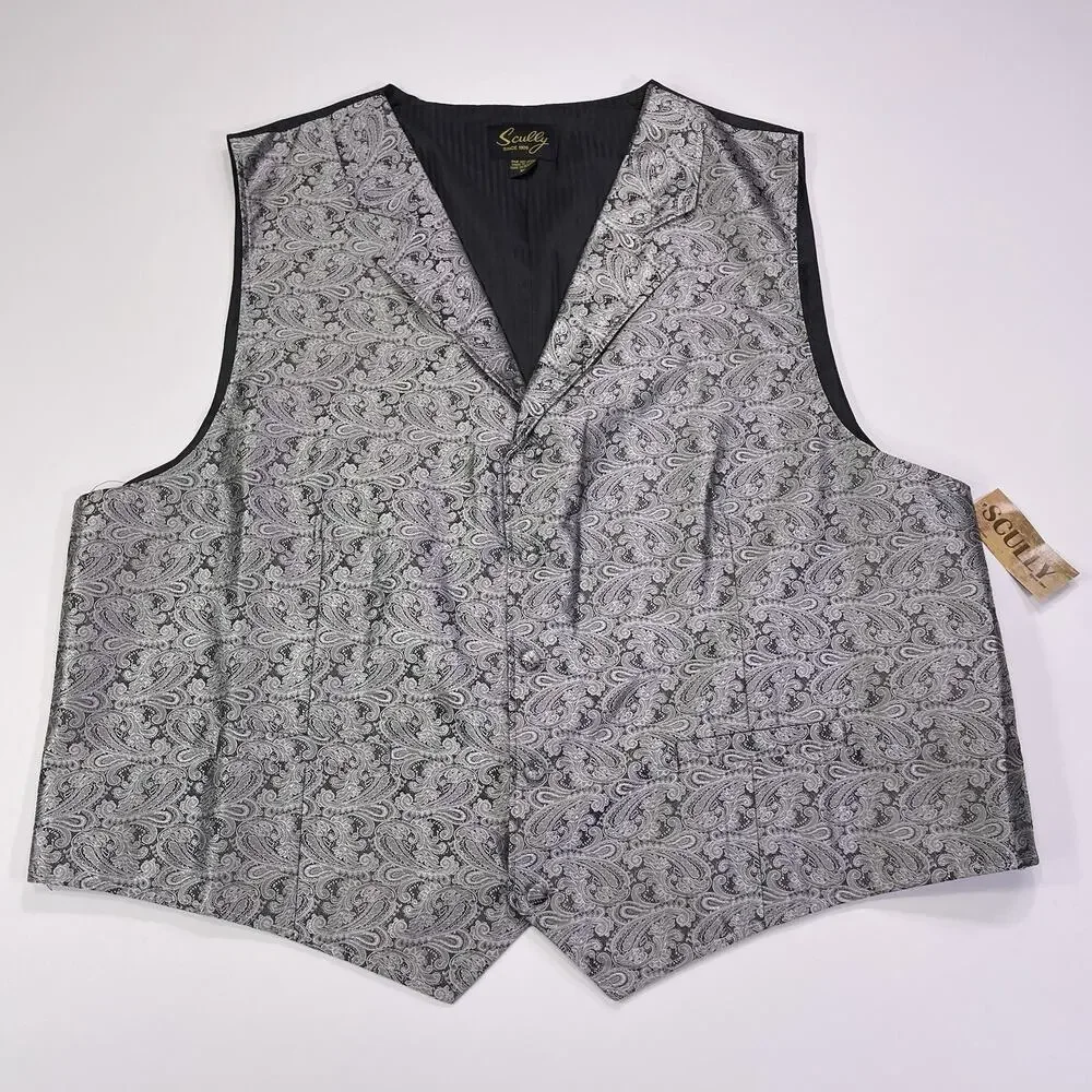 NWT Scully Vest Paisley Gray Men’s 3XL Formal Dress Wear Wedding